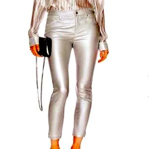RTA denim leather silver pants size 24